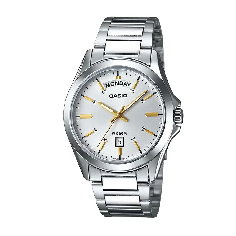 Casio Enticer Day-Date Analog silver-tone Watch- MTP-1370D-7A2VDF